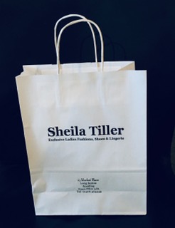 Printed white paper carrier bags