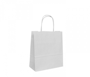 180mm White Twisted Handle Paper Carrier Bags