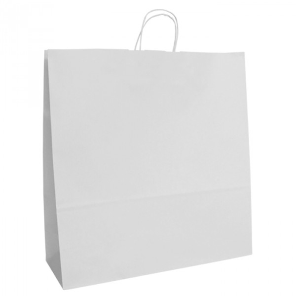 450mm White Twisted Handle Paper Carrier Bags avalible printed