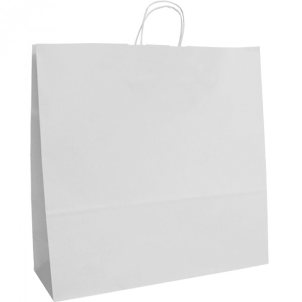 540mm White Twisted Handle Paper Carrier Bags avalible printed