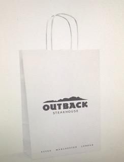 White printed paper carrier bags size 320x140x420mm