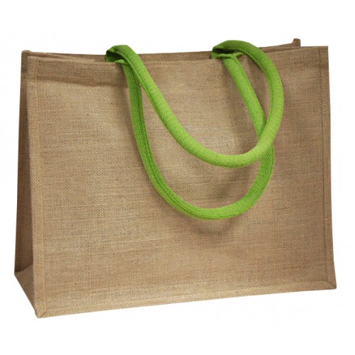 Lime green Coloured Handle Jute Bag