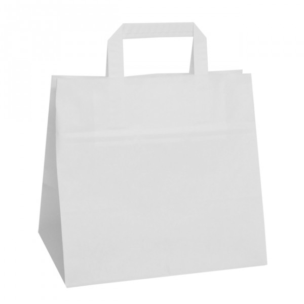 320mm White Wide Based Paper Carrier Bags