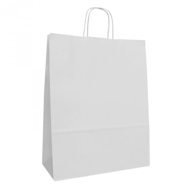 320mm White Twisted Handle Paper Carrier Bags